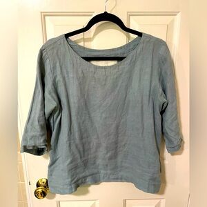 notPERFECTLINEN 3/4 sleeve top in aqua green. EUC, size S/M